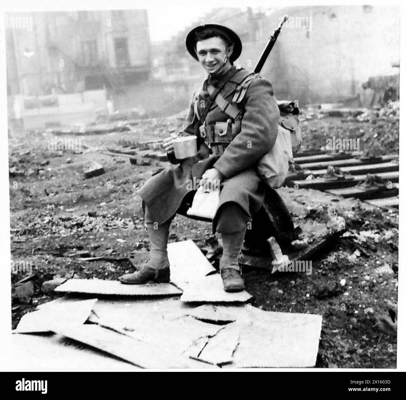 US-Truppen kamen in Ulster an und erhielten eine zeremonielle Begrüßung, einschließlich Erfrischungen bei der Landung. Stockfoto