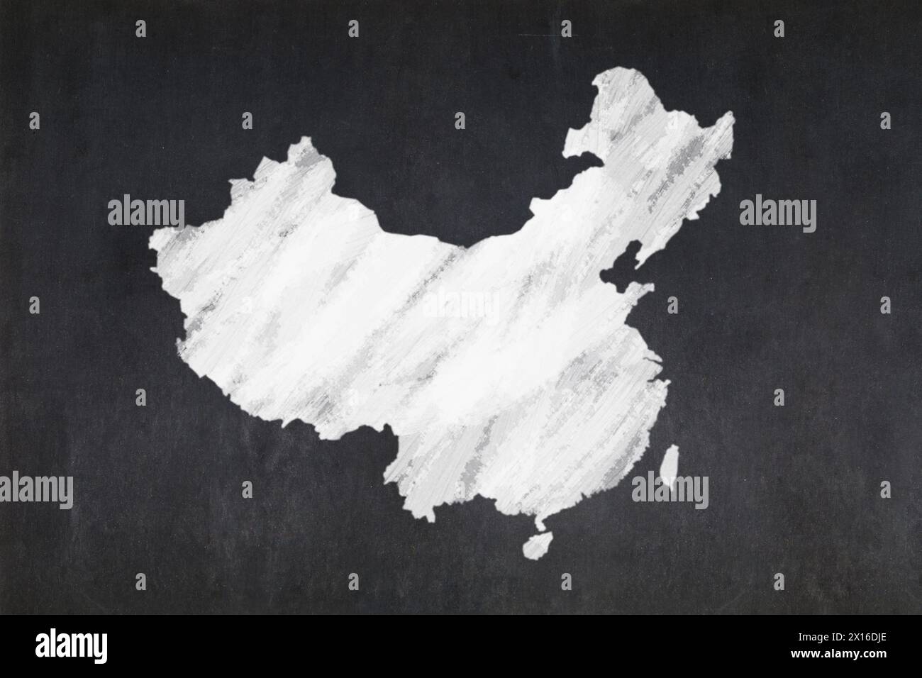 Tafel mit einer Karte von China in der Mitte. Stockfoto