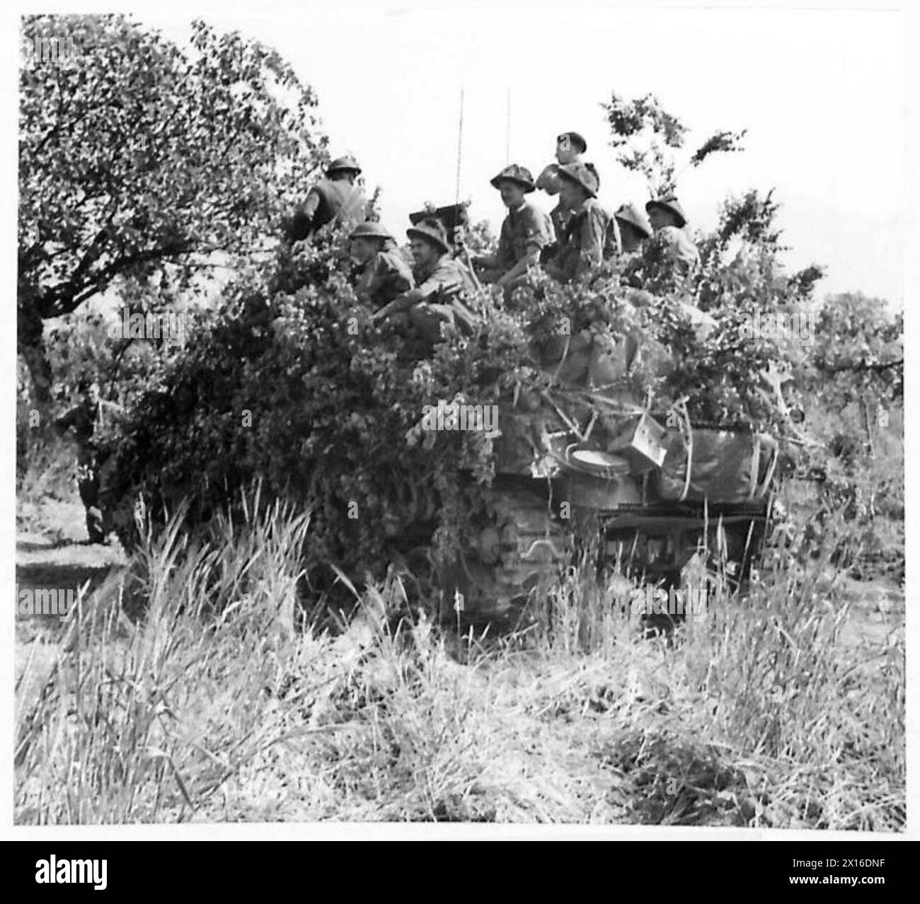 8. ARMEE : VERSCHIEDENE Männer der 3. BN. Grenadiergarde auf Tarnpanzern, bereit für den Angriff auf die Startlinie (MR. 713242), britische Armee Stockfoto
