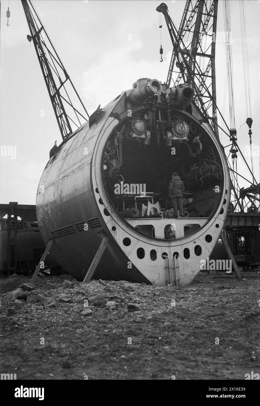 In den Jahren 1939–1945 werden in Hamburg vorgefertigte Teile deutscher U-Boote hergestellt, die zum Einsatz im Zweiten Weltkrieg beitragen Stockfoto
