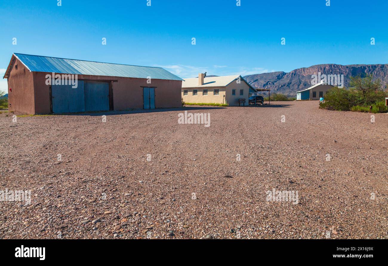 Historische Gebäude im Castolon Historic District im Big Bend National Park. Stockfoto