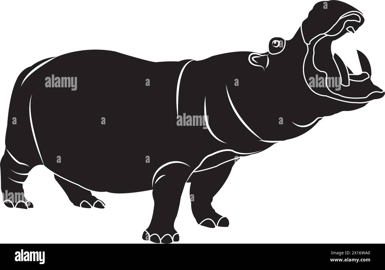 Nilpferd-Symbol-Vektor-Illustration einfaches Design Stock Vektor