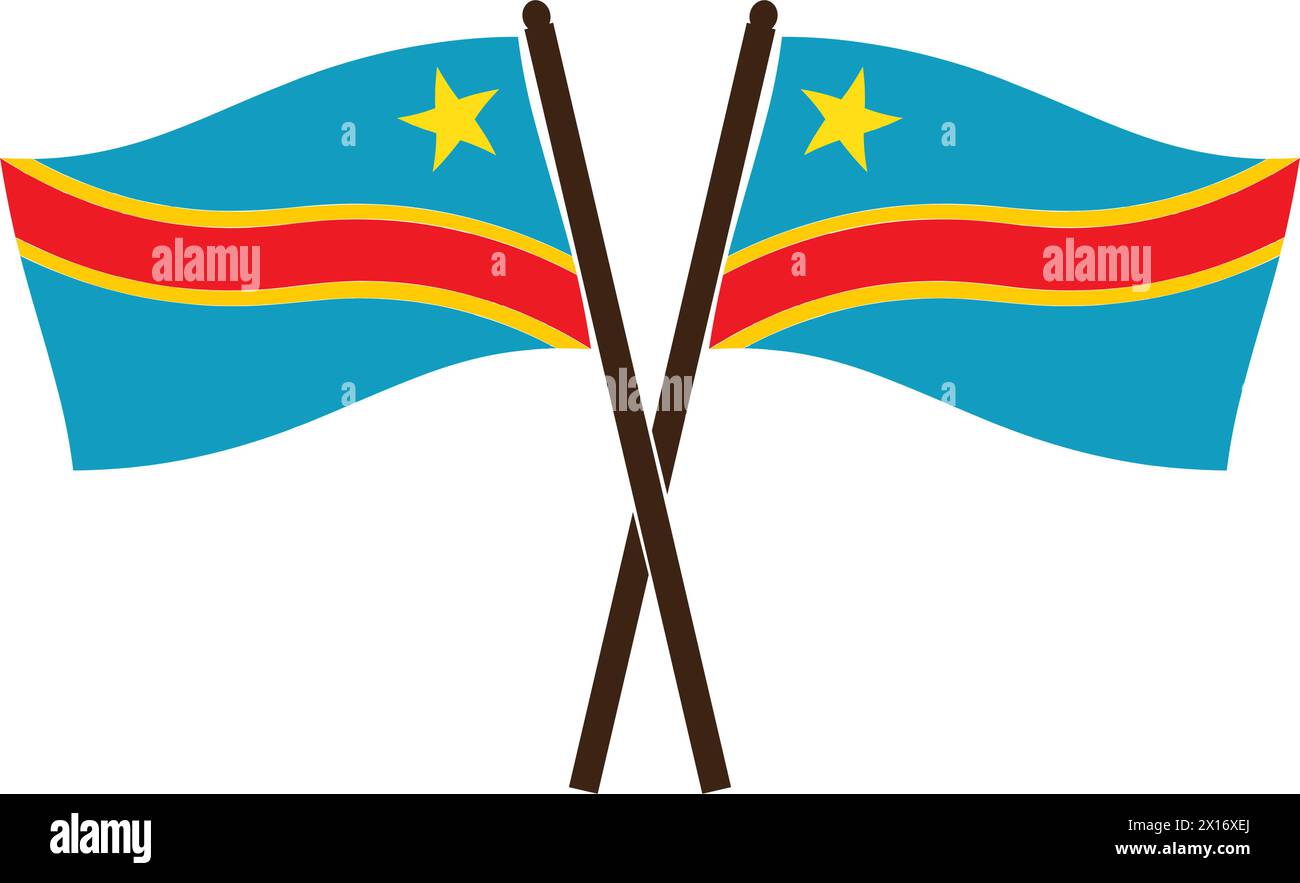 Flagge der Demokratischen Republik Kongo Vektor-Illustration Design Stock Vektor