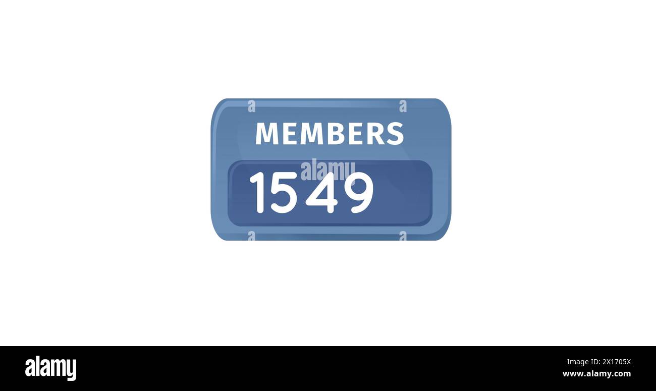 Abbildung: Sich ändernde Zahlen und Elementtext in blauem Banner auf weißem Hintergrund Stockfoto