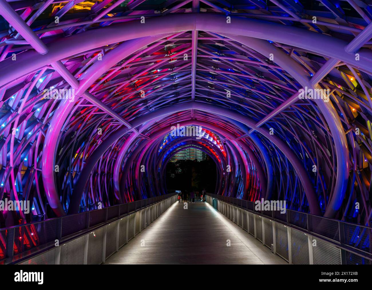Saloma Link Bridge bei Nacht, Kuala Lumpur Malaysia Stockfoto