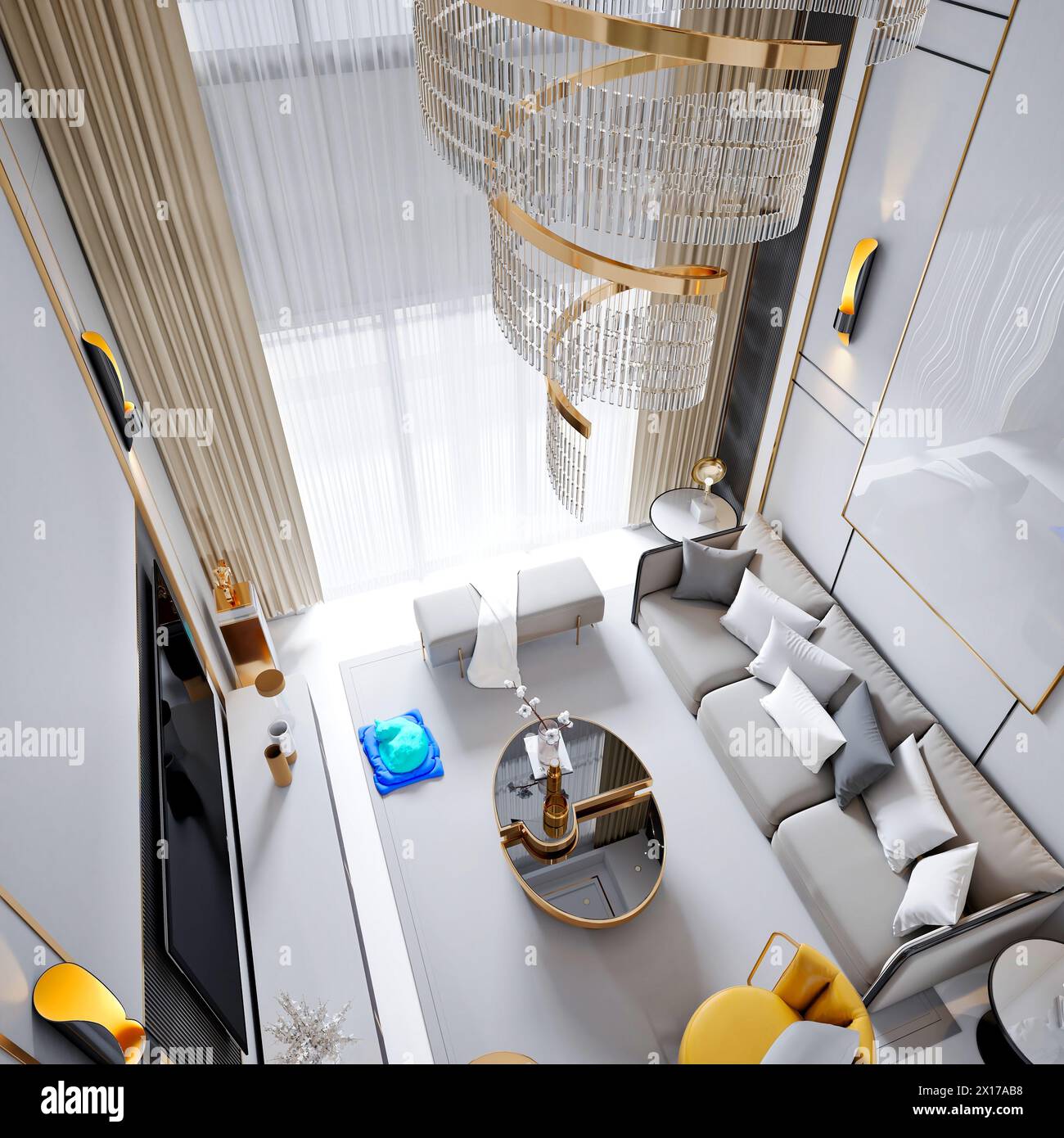 3D-Rendering von luxuriösem Innenraum Stockfoto