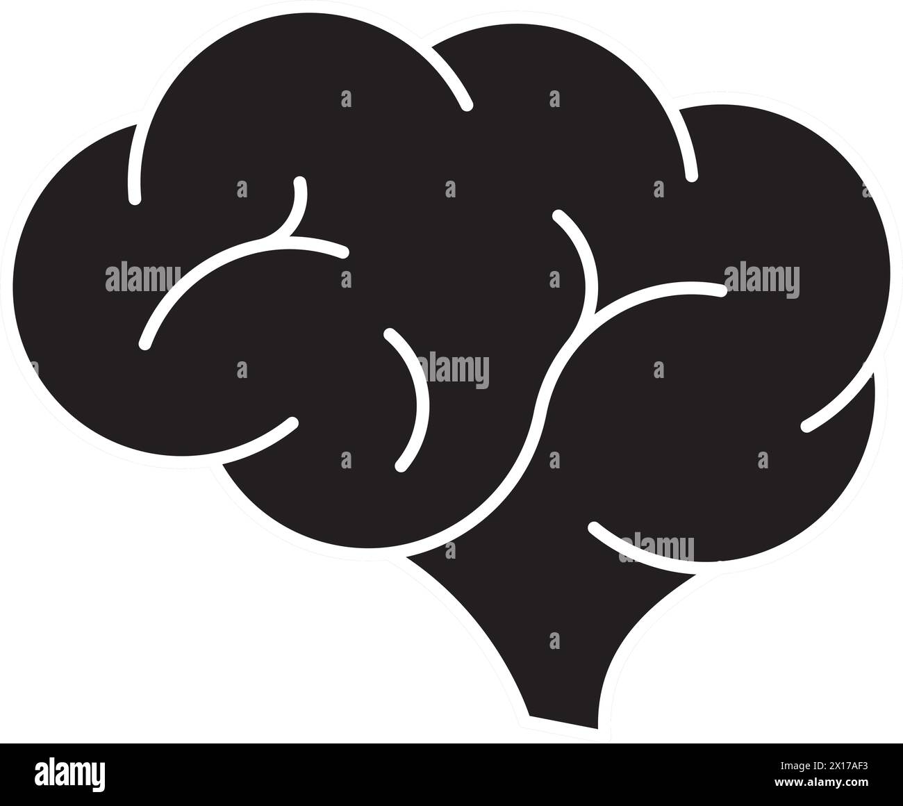 Vektor-Symbol menschliches Gehirn isoliert auf weißem Hintergrund für psychologische Gesundheit Illustrationen. Einfache Hirnsilhouette Stock Vektor
