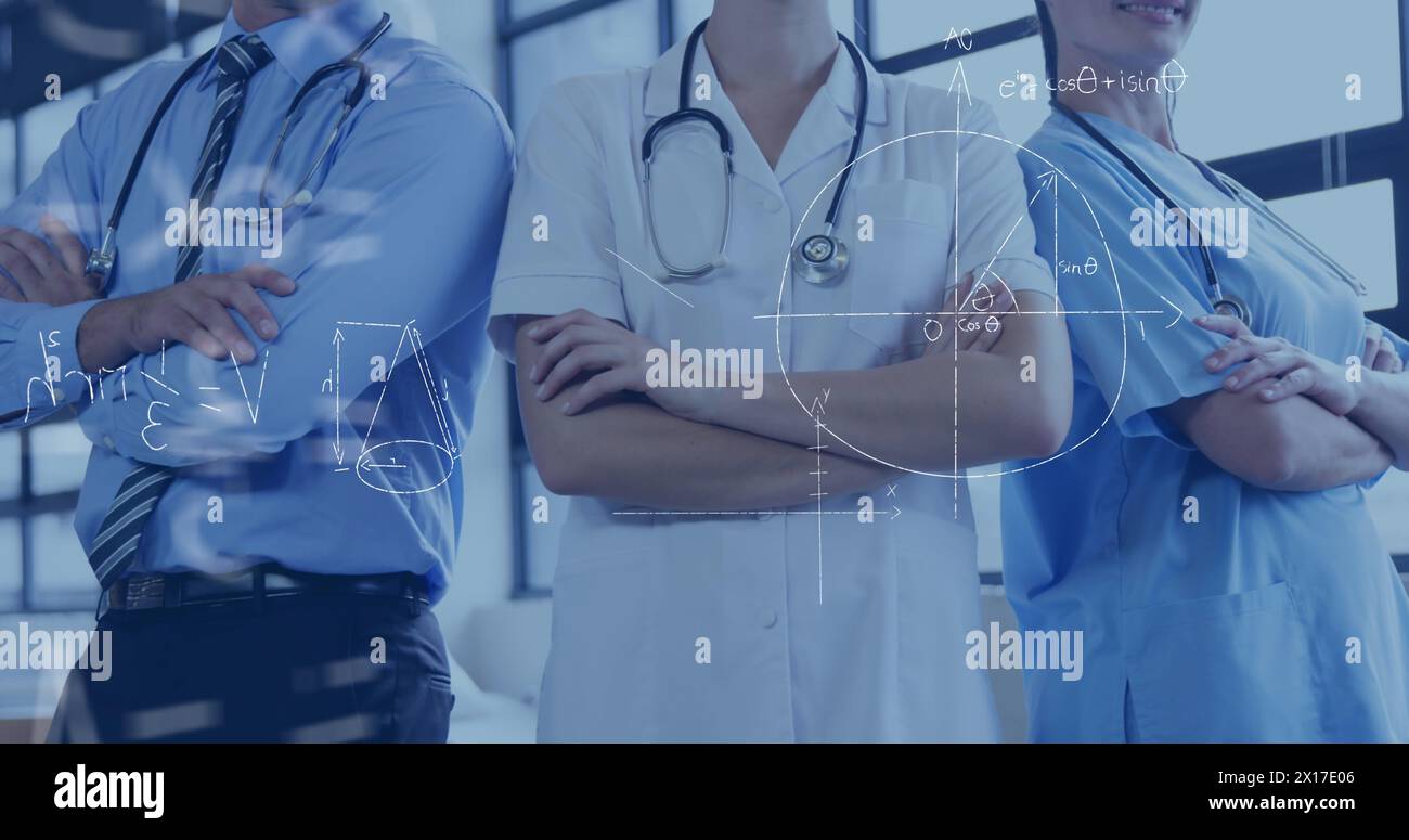 Digitales Komposit von Ärzten mit überkreuzten Armen Stockfoto
