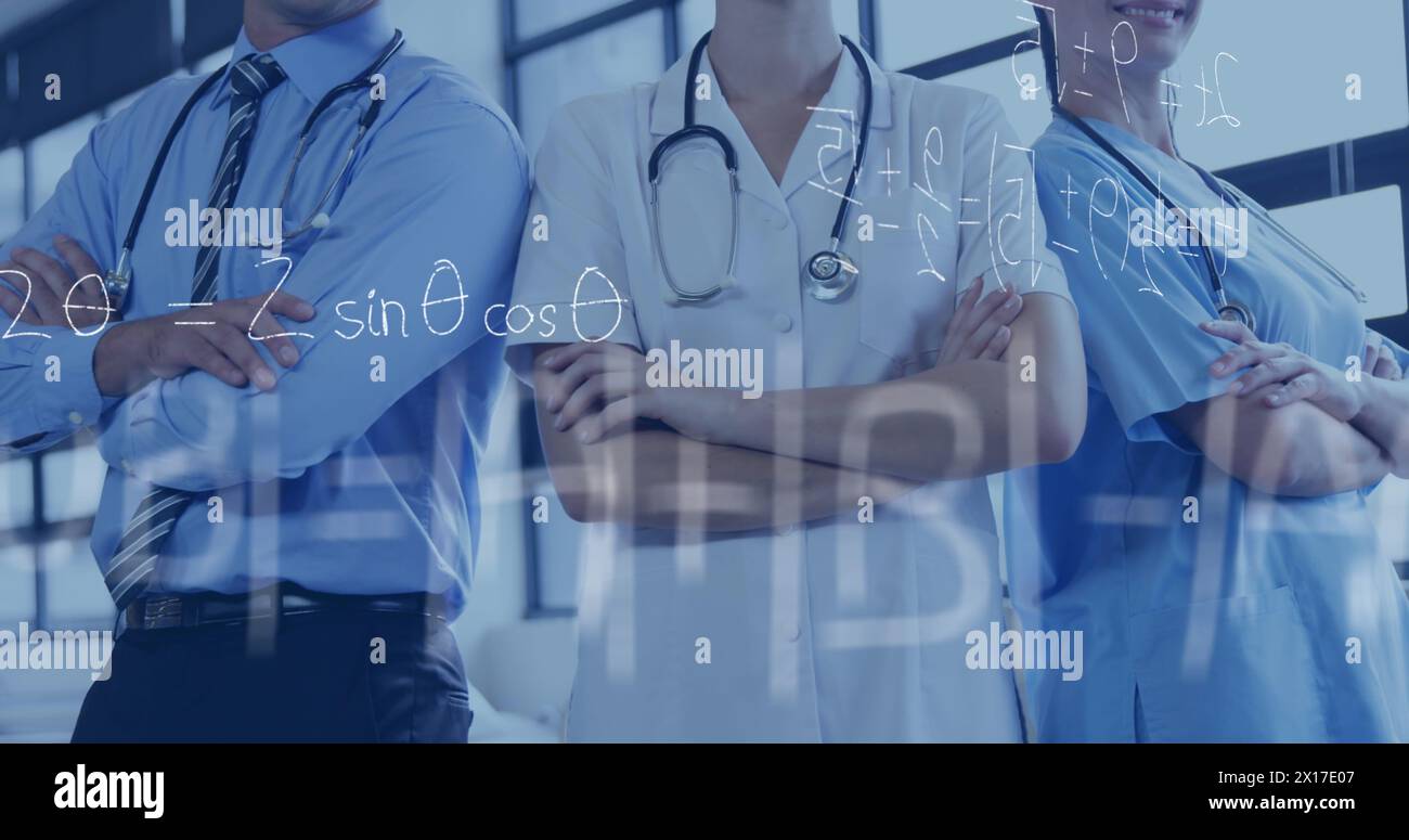 Digitales Komposit von Ärzten mit überkreuzten Armen Stockfoto