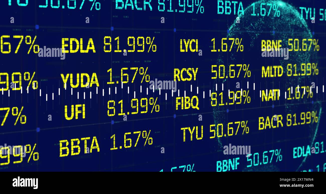 Bild der Verarbeitung von Finanzdaten auf einem digitalen Bildschirm Stockfoto