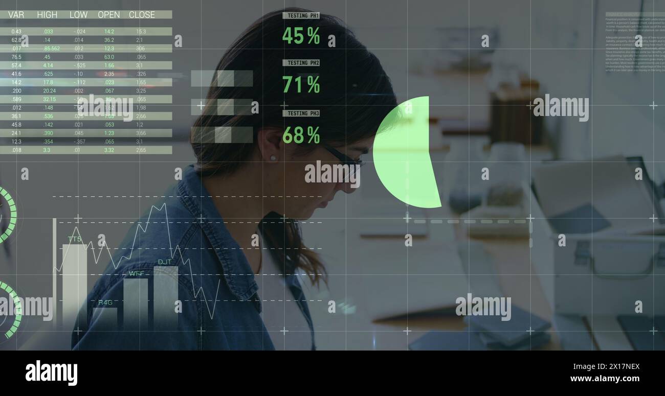 Bild der Verarbeitung von Finanzdaten im Vergleich zur Verarbeitung statistischer Daten Stockfoto