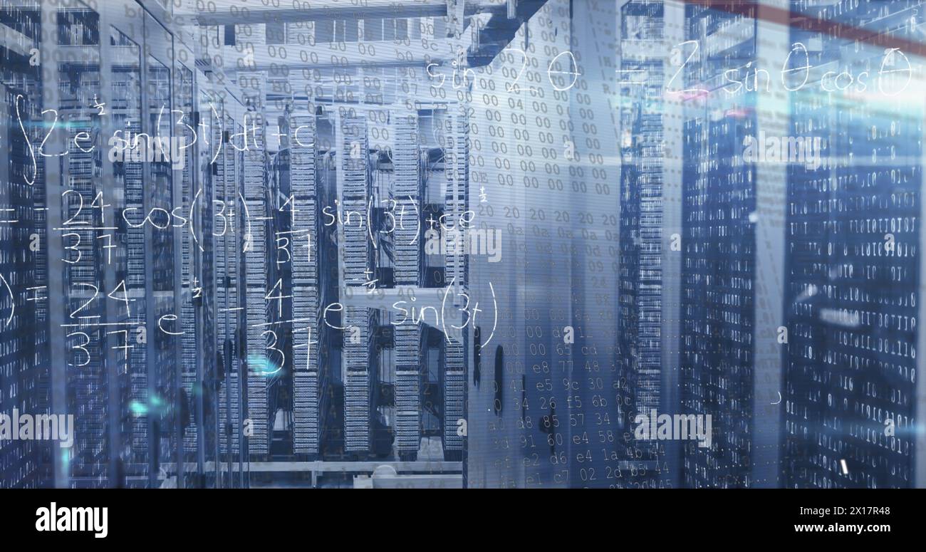 Bild der Datenverarbeitung über dem Serverraum Stockfoto