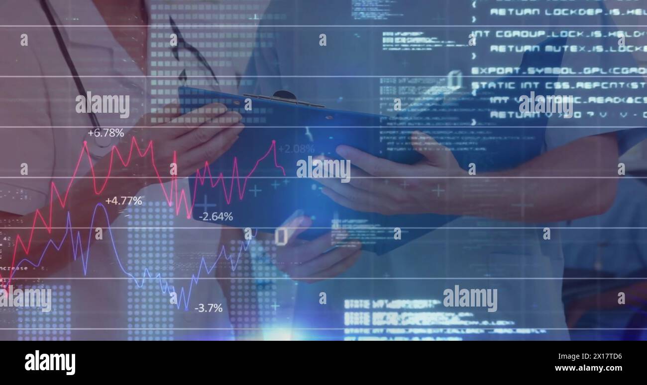 Bild der Datenverarbeitung über verschiedene Ärzte Stockfoto