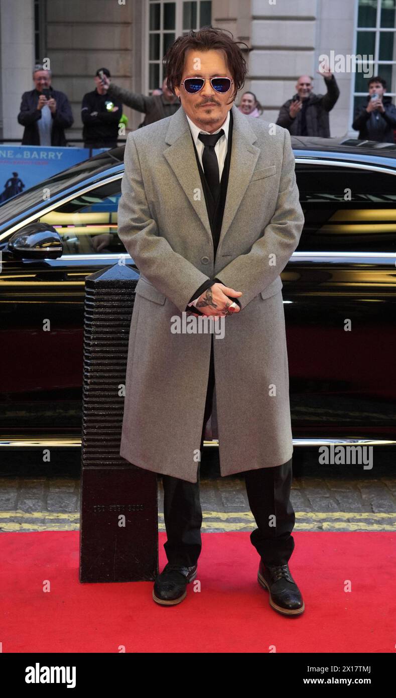 Johnny Depp kommt zur britischen Premiere von Jeanne du Barry im Londoner Curzon Mayfair. Bilddatum: Montag, 15. April 2024. Stockfoto