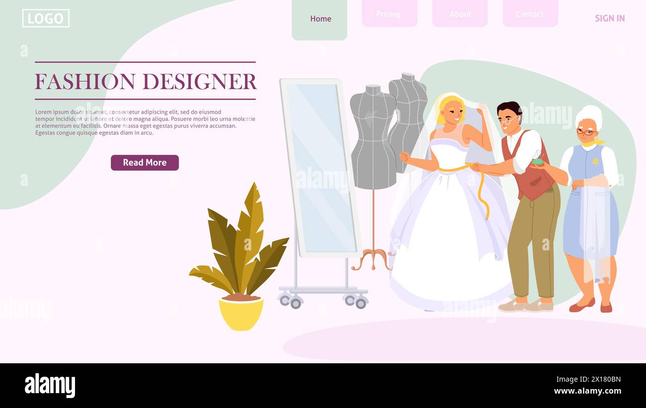 Mode Designer Website Vorlage Cartoon Vektor Illustration Stock Vektor