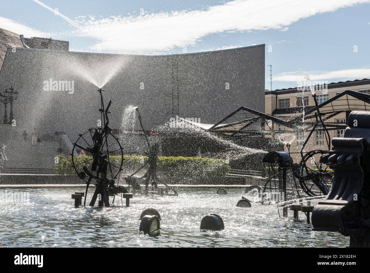 Karnevalsbrunnen von Jean Tinguely und Theater, Tinguely Brunnen, Basel, Kanton Basel-Stadt, Schweiz Stockfoto
