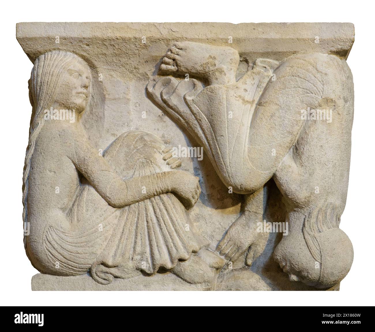 Antipoden. Metope der Kathedrale von Modena. Modena, Italien Stockfoto