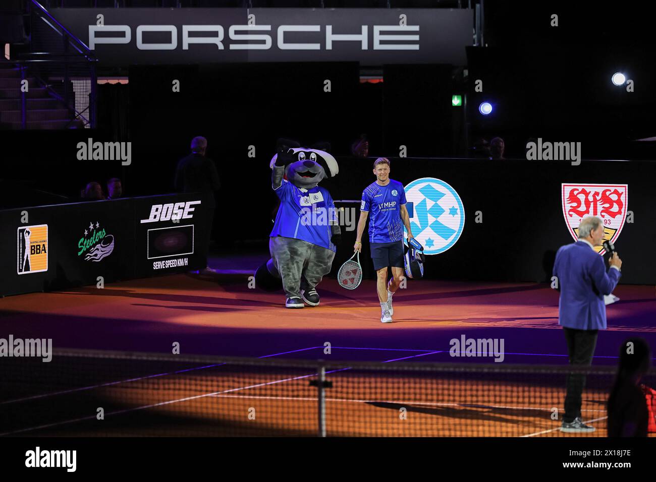 Stuttgart, Baden-Württemberg, Deutschland. April 2024. Mark Stein (Stuttgarter Kickers) lief 47 auf dem Platz. Porsche Tennis Grand Prix Stuttgart – WTA500 (Bild: © Mathias Schulz/ZUMA Press Wire) NUR REDAKTIONELLE VERWENDUNG! Nicht für kommerzielle ZWECKE! Stockfoto