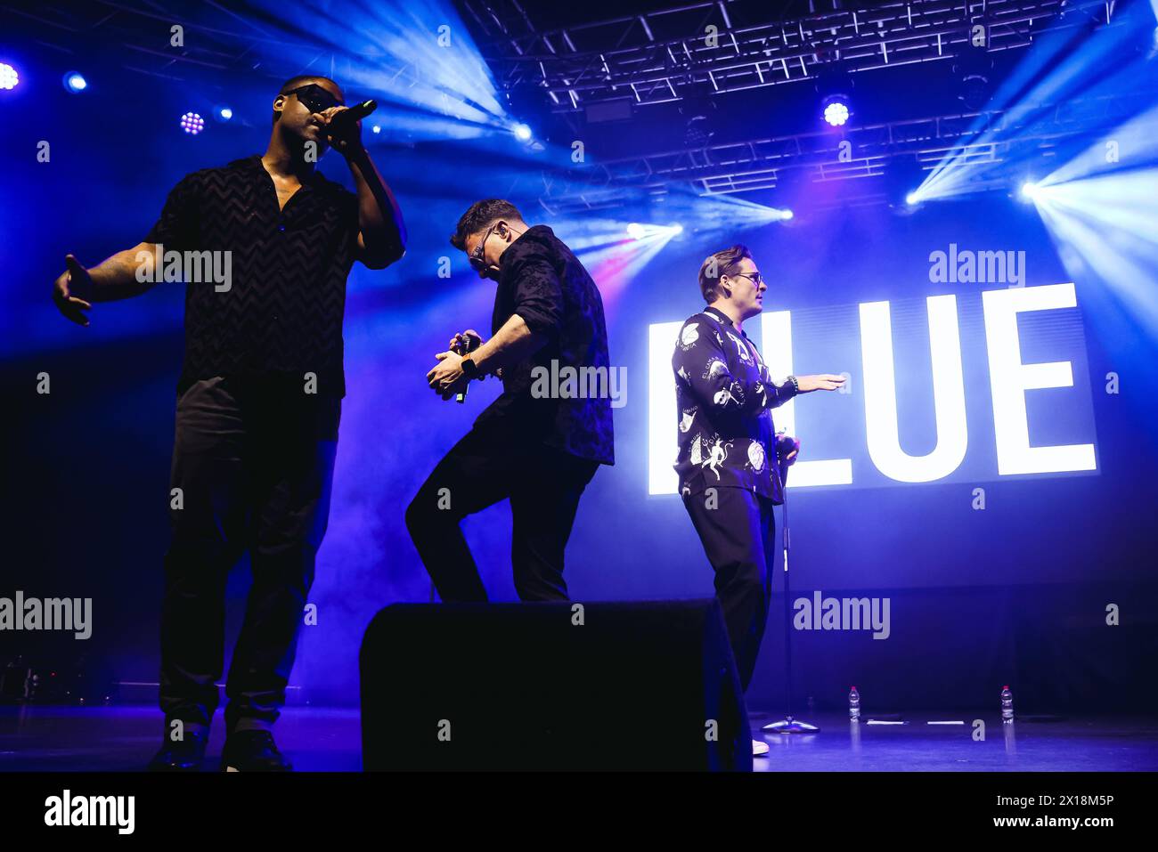 Mailand, Italien. April 2024. Mailand, Blau tritt in einem Konzert im Fabrique auf. Im Bild: Duncan James, Lee Ryan und Simon Webbe Credit: Independent Photo Agency/Alamy Live News Stockfoto