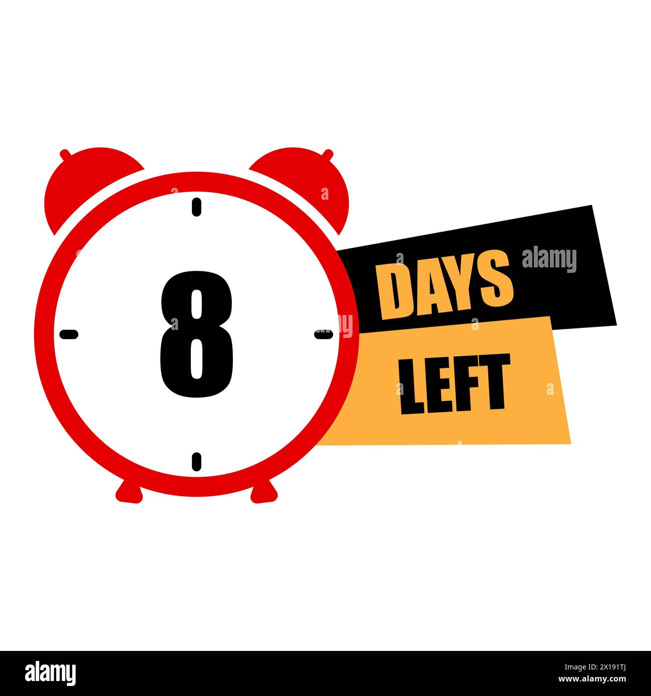 Acht Tage im Voraus. Rote Zeitschaltuhr-Anzeige. Countdown-Anzeige für Ereignisse. Symbol Zeitverwaltung. Vektorabbildung. EPS 10. Stock Vektor