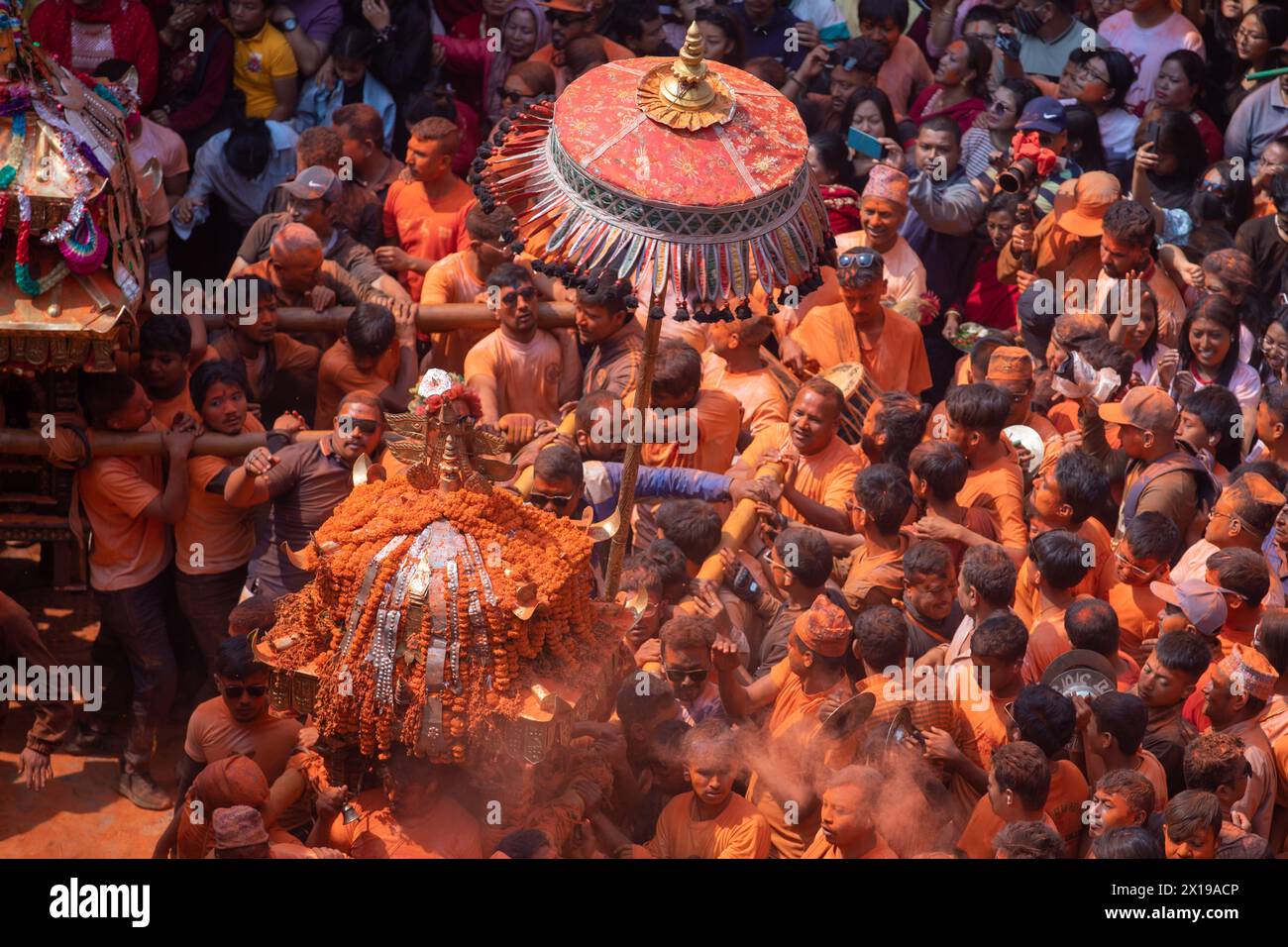 Sindoor jatra beginnt ein neues Jahr Stockfoto