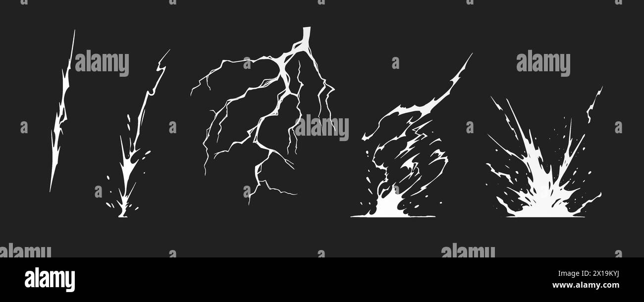 Blitzschlag Silhouetten Sequenzvektor-Illustration. Stock Vektor