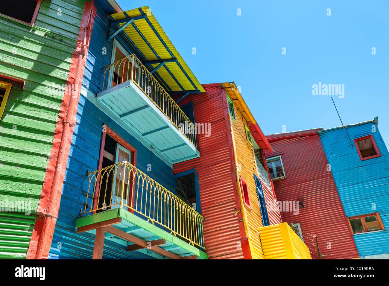 La Boca farbenfrohe Häuser, Buenos Aires, Argentinien. Stockfoto