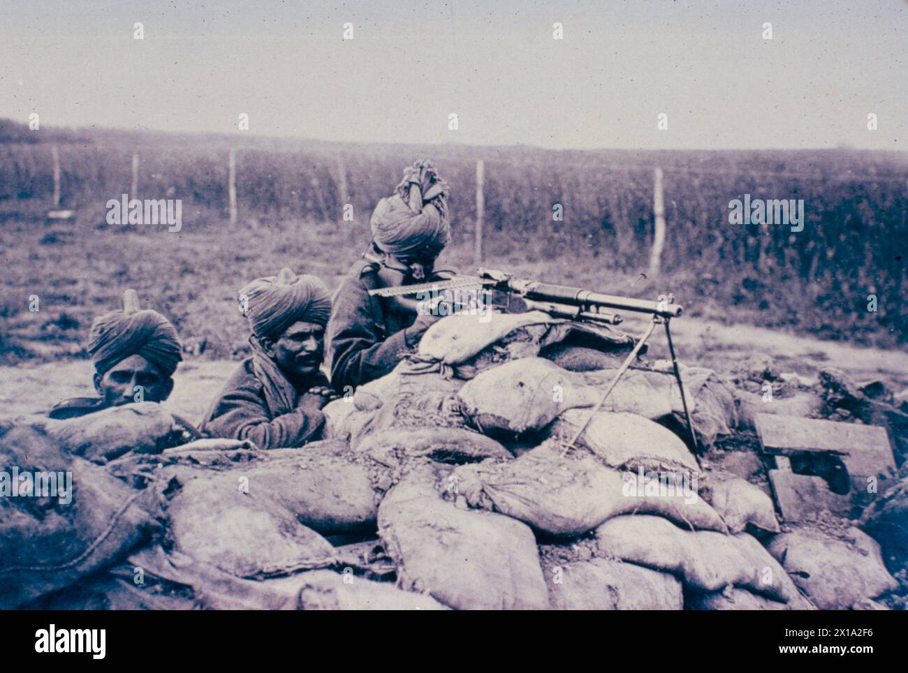 Indische Geschützcrew während des 1. Weltkriegs, Frankreich 1916 Stockfoto