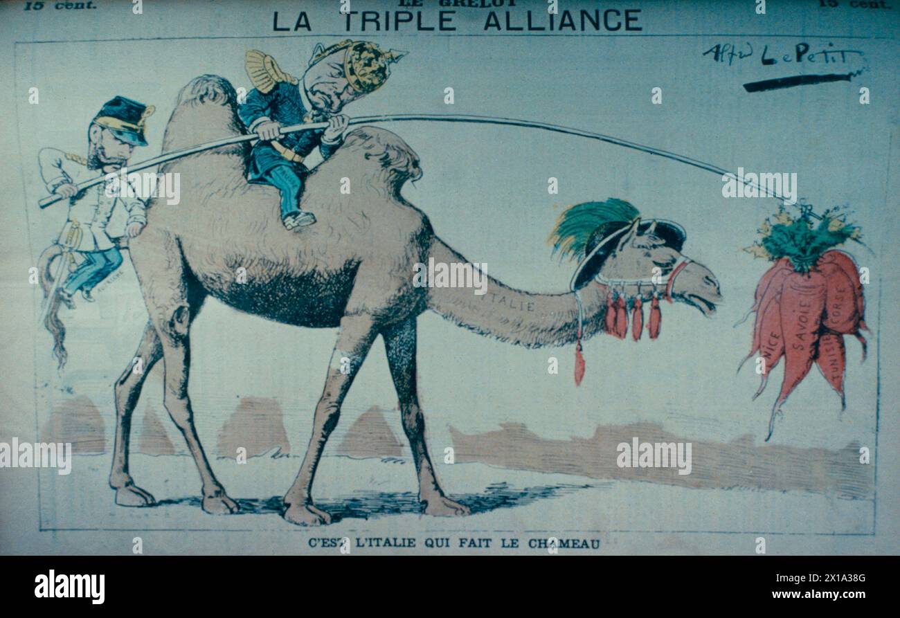 Die Triple Alliance, politischer Zeichentrick, Frankreich 1883 Stockfoto