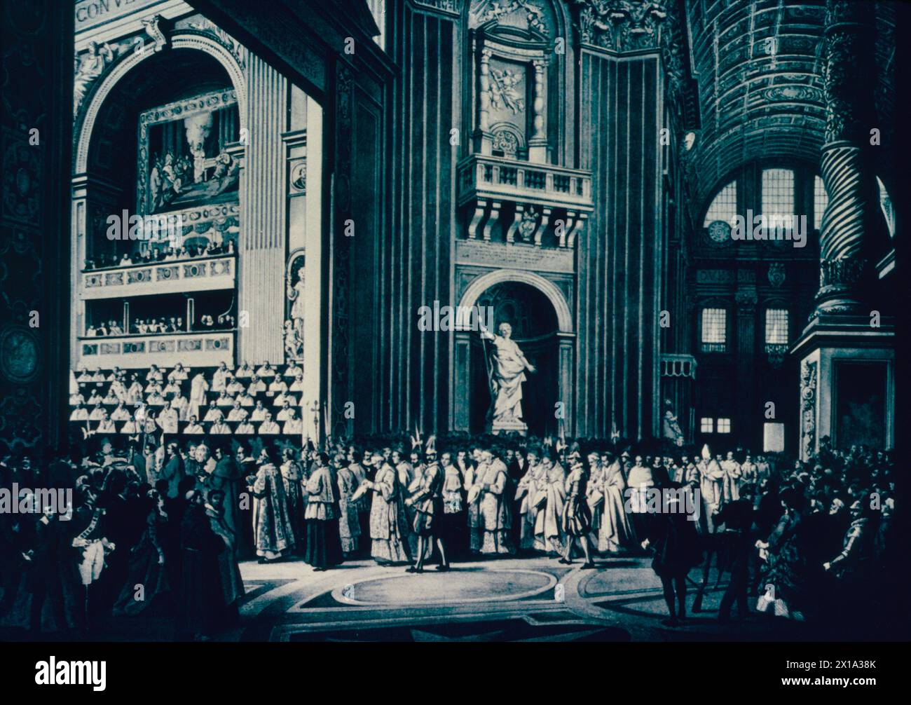 Papst Pius IX. Eröffnet 1869 das Vatikanische Konzil in Rom Stockfoto