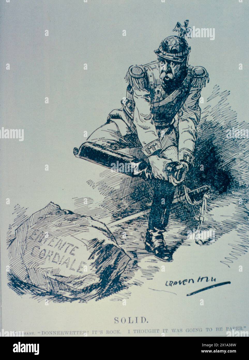 Der deutsche Kaiser sticht auf die Ente cordiale, politische Karikatur, England 1911 Stockfoto