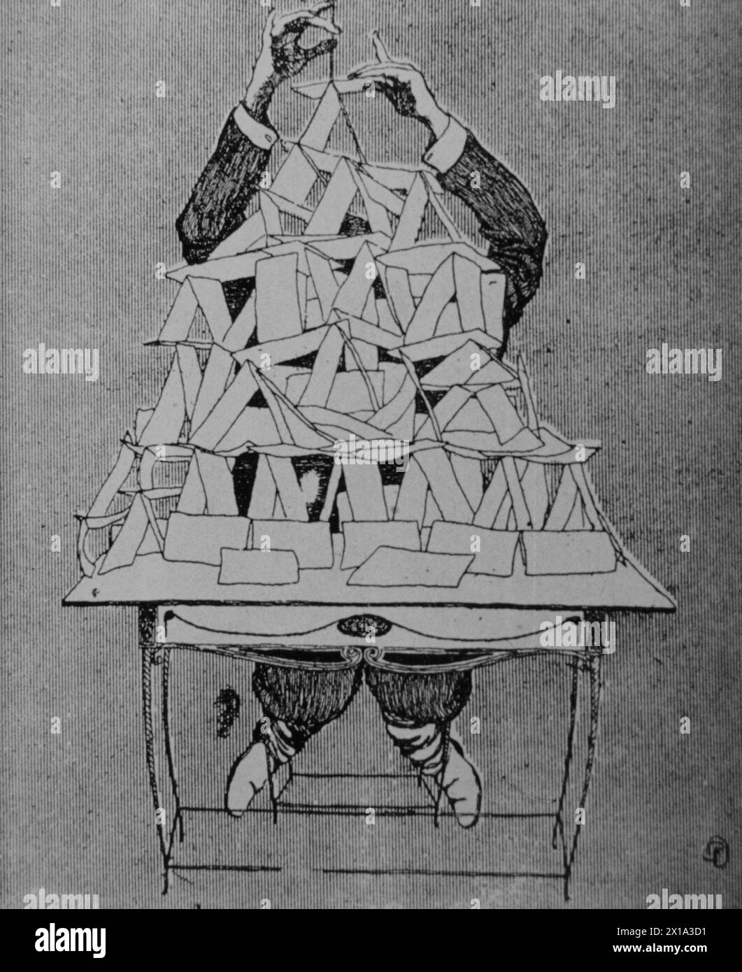 Unsere Verfassung - bitte atmen Sie nicht auf sie ein, Cartoon, der die russische Verfassung von 1905 als ein Kartenhaus darstellt Stockfoto