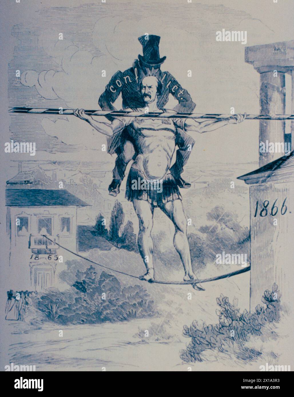Der Held von Niagara, Cartoon über Bismarck, Deutschland 1865 Stockfoto