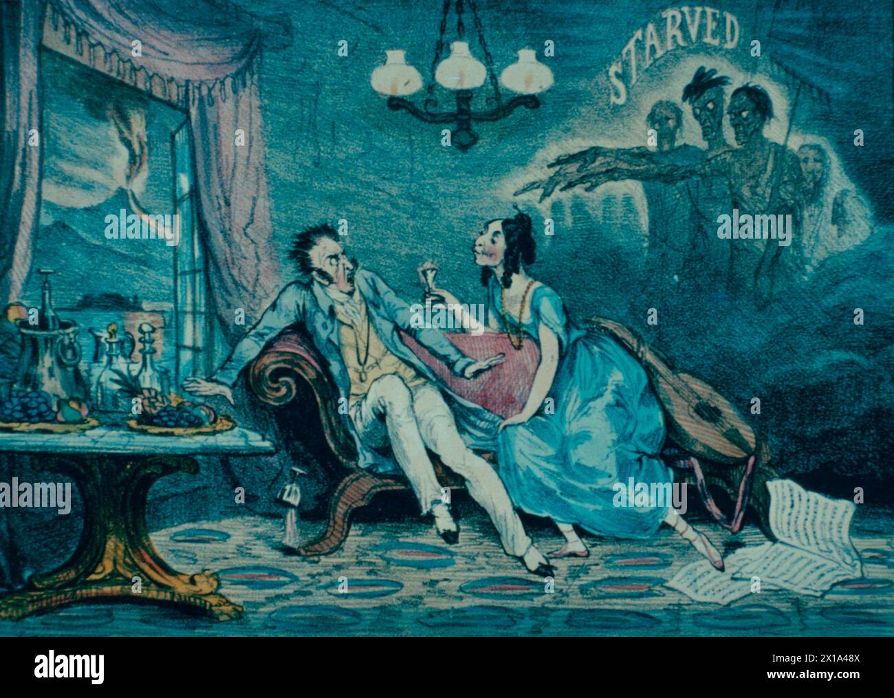 Irish Affairs - The Absentee, Karikatur aus dem Looking Glass, England 1830 Stockfoto