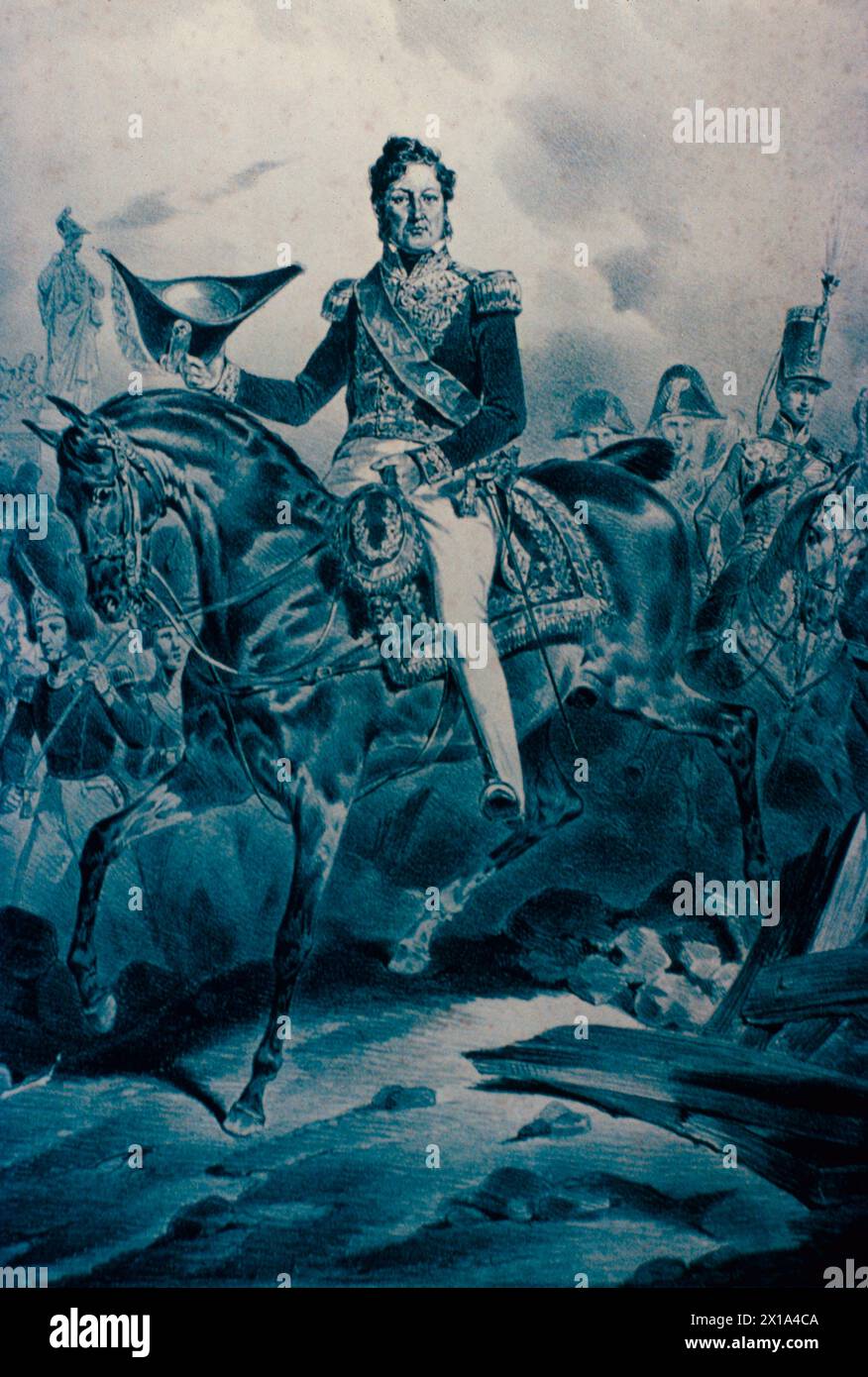 Die Juli-Revolution in Frankreich: Louis-Philippe reitet nach Paris, 1930, Illustration, 19. Jahrhundert Stockfoto