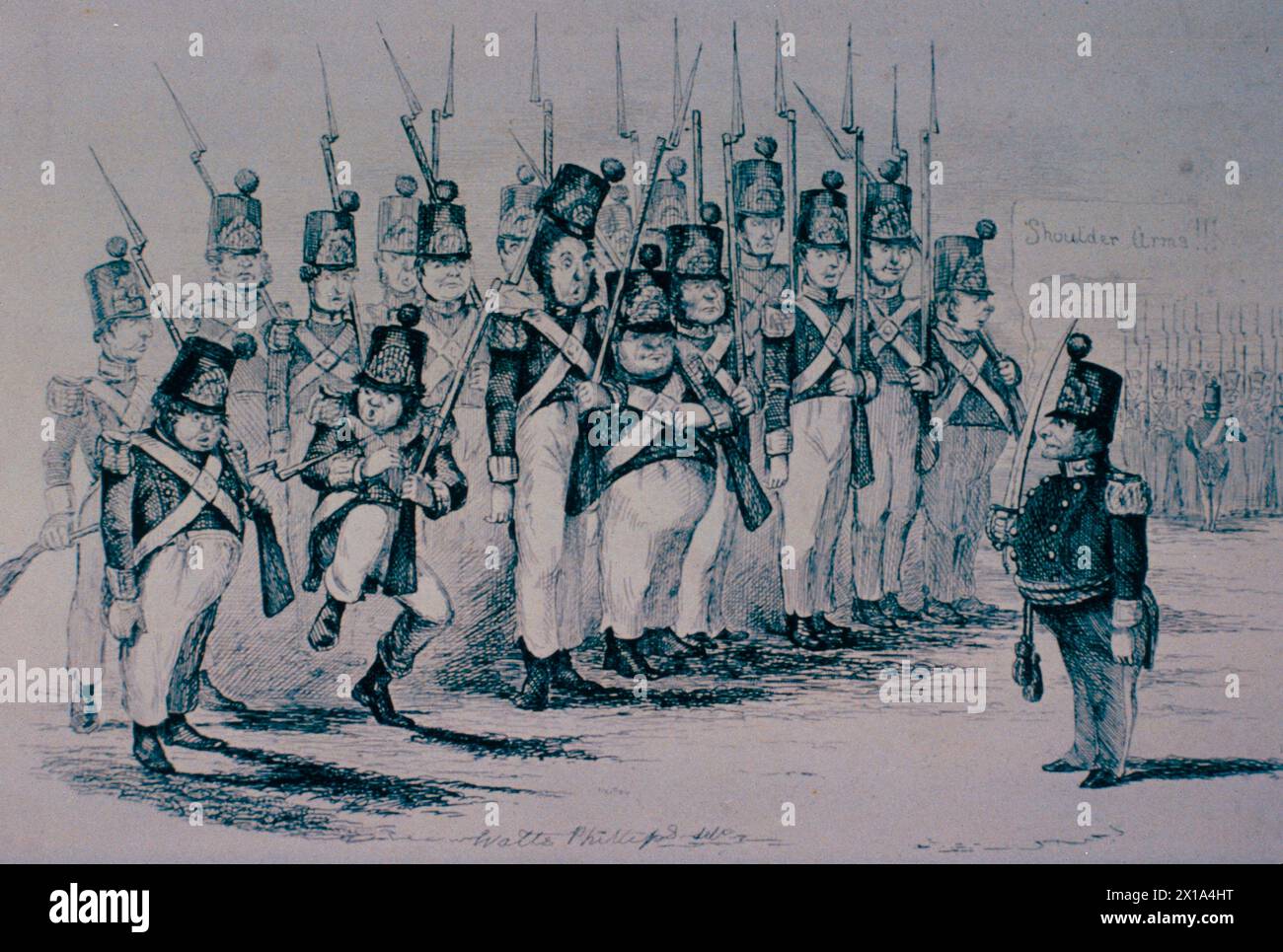 Britischer Zeichentrickfilm, der die mangelnde Bereitschaft des Landes für einen Angriff Napoleons Frankreichs im 19. Jahrhundert beschimpfte Stockfoto