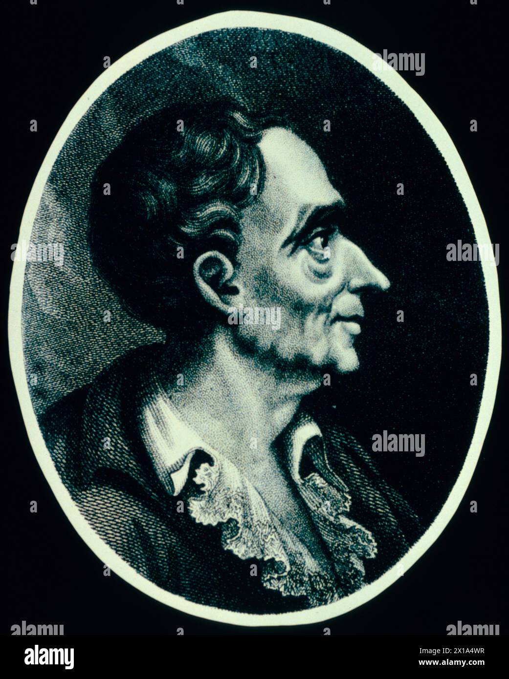 Porträt des französischen Philosophen Charles Louis de Secondat, Baron de Montesquieu, Illustration, 18. Jahrhundert Stockfoto