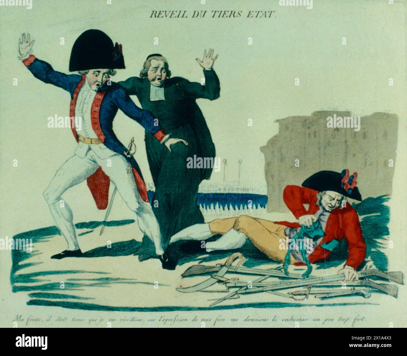 The Third State Awakens, französischer politischer Cartoon, 1789 Stockfoto