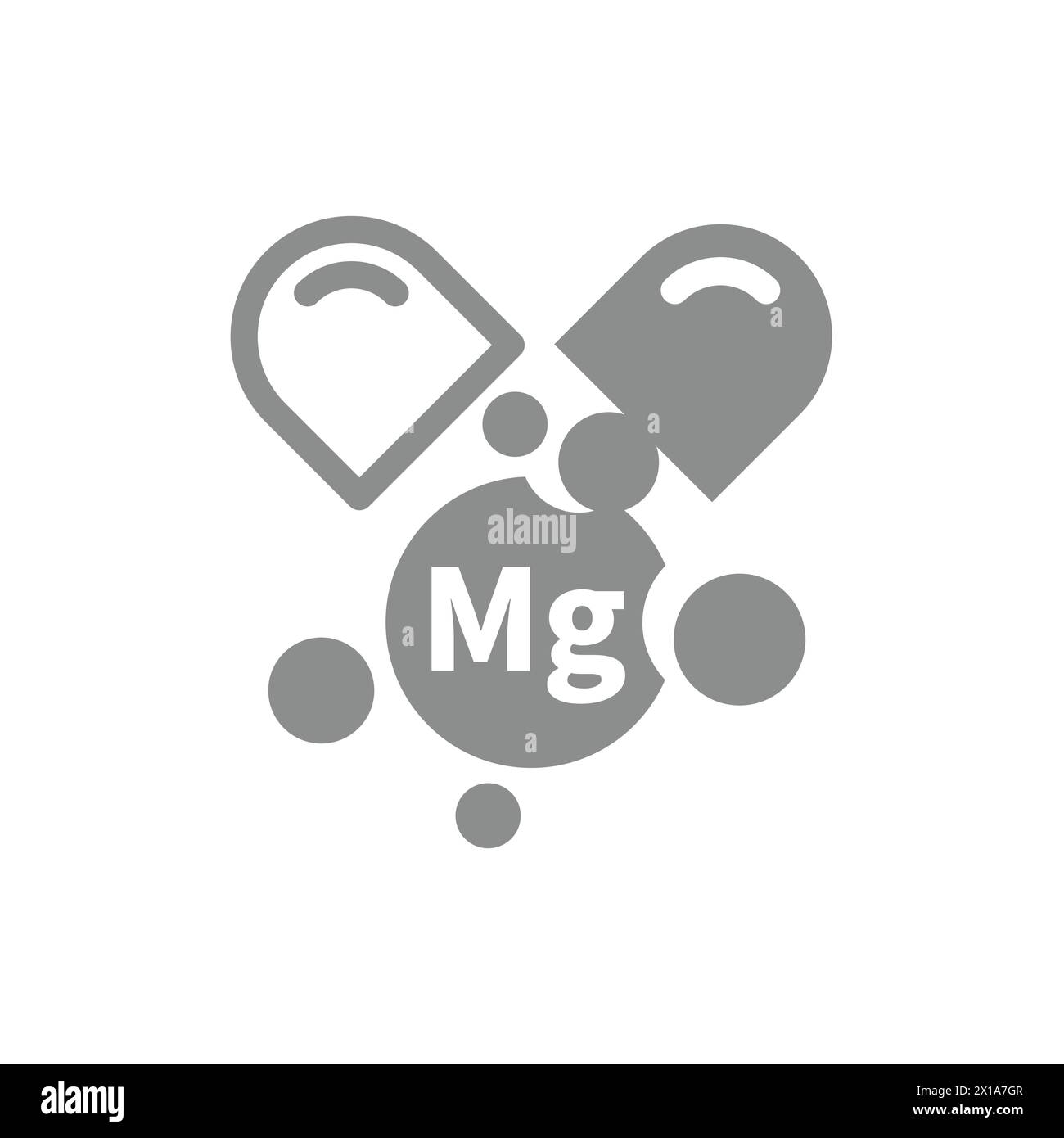 Magnesiumkapsel Vektor-Symbol. Mg-Ergänzungsmittel und Medizin. Stock Vektor