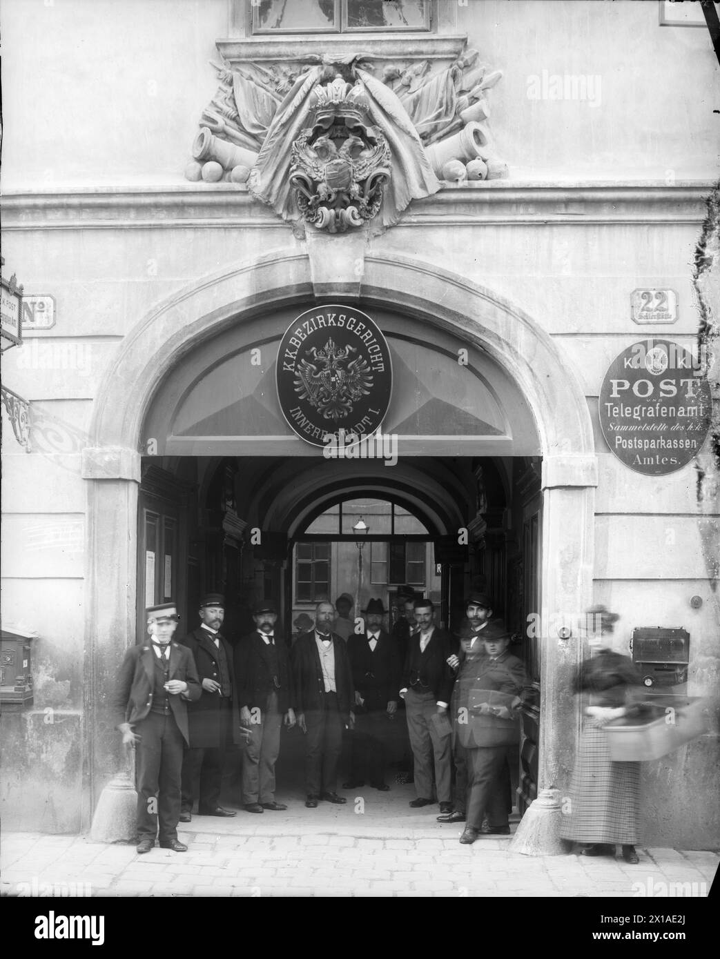 Wien 1, Seilerstaette 22, kaiserliches und königliches Post- und Telegrafenamt. Portal frontal mit Dekoration, 1900 - 19000101 PD56268 - Rechteinfo: Rights Managed (RM) Stockfoto