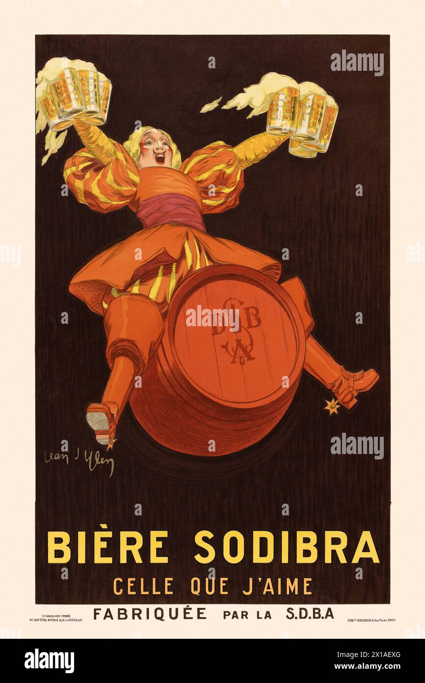 Bière Sodibra, celle que j'aime von Jean d'Ylen (1886-1938). Poster in den 1920er Jahren in Frankreich veröffentlicht. Stockfoto