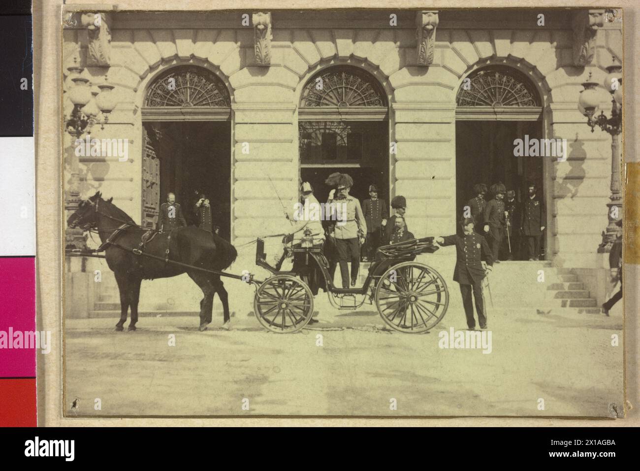 Franz Joseph I., Kaiser von Österreich, Fahrt mit der Kutsche in Wien., 1910 - 19100101 PD16053 - Rechteinfo: Rights Managed (RM) Stockfoto