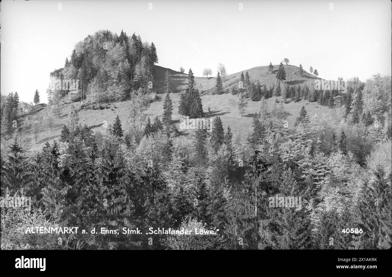 Altenmarkt (Platz) in St. Gallary, Kip Lion. Landschaftsbildung in Form eines Löwen, 1921 - 19210101 PD1022 - Rechteinfo: Rights Managed (RM) Stockfoto