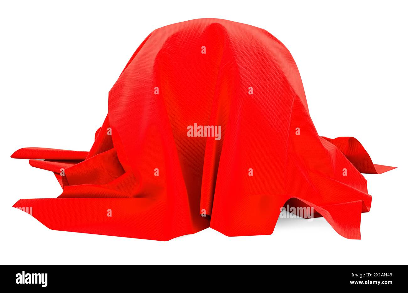 Kugelbedecktes rotes Gewebe, 3D-Rendering isoliert auf weißem Hintergrund Stockfoto