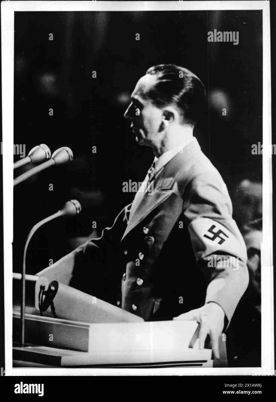 Joseph Goebbels, bei einer Rede im Palast des Sports, 26.10.1941 - 19411026 PD0006 - Rechteinfo: Rights Managed (RM) Stockfoto