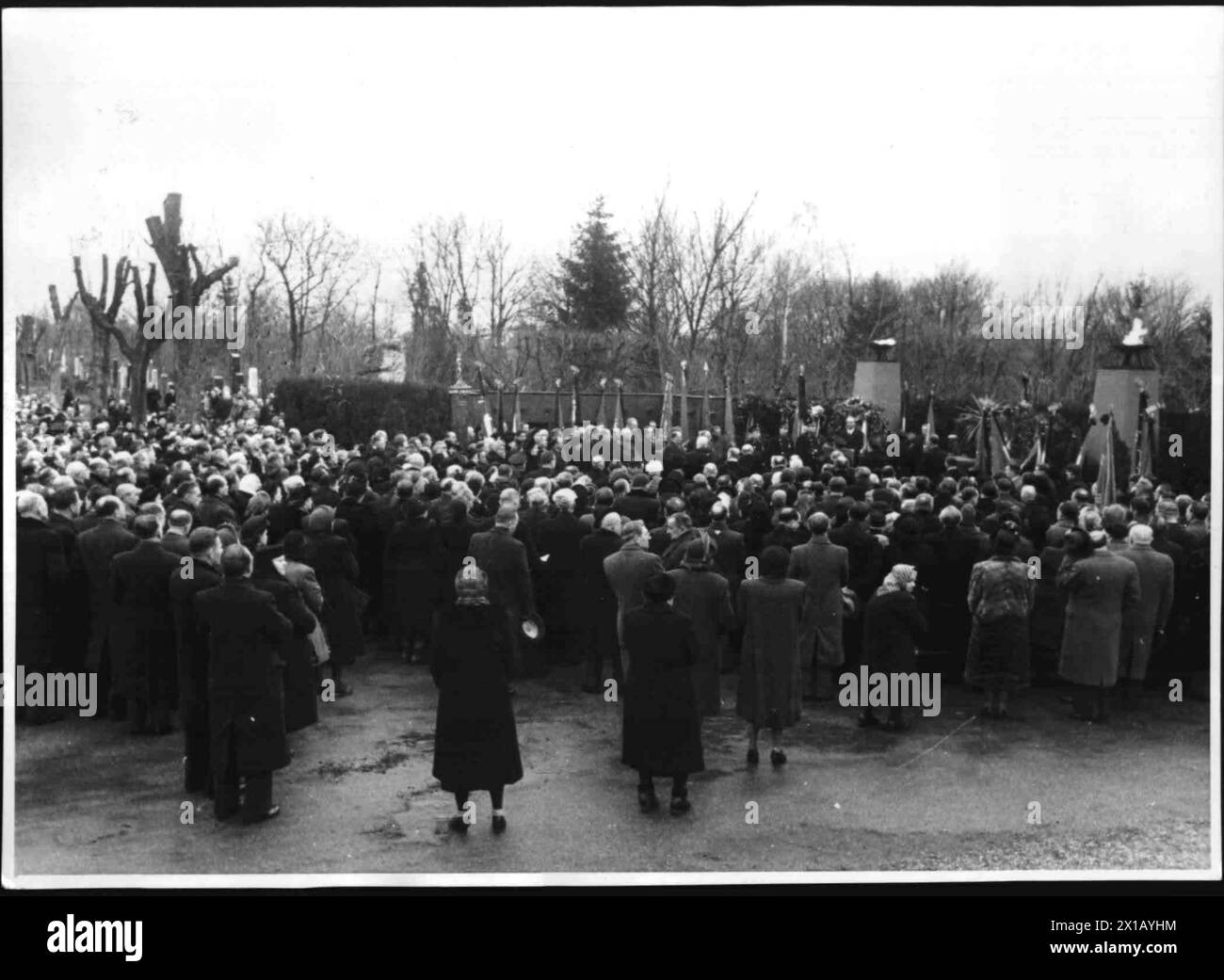 Grabbeigabe der Urne von Karl Seitz auf dem Zentralfriedhof., 14.02.1950 - 19500214 PD0007 - Rechteinfo: Rights Managed (RM) Stockfoto
