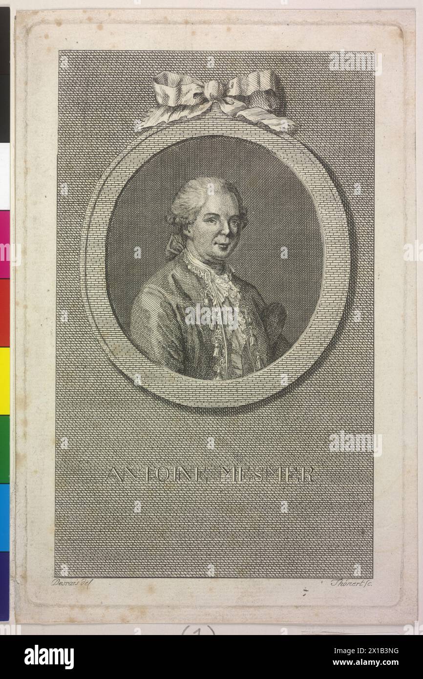 Mesmer, Franz Anton, Ätzen von Medardus Thoenert nach einer Zeichnung von Claude-Louis Desrais, - 19300101 PD38250 - Rechteinfo: Rights Managed (RM) Stockfoto