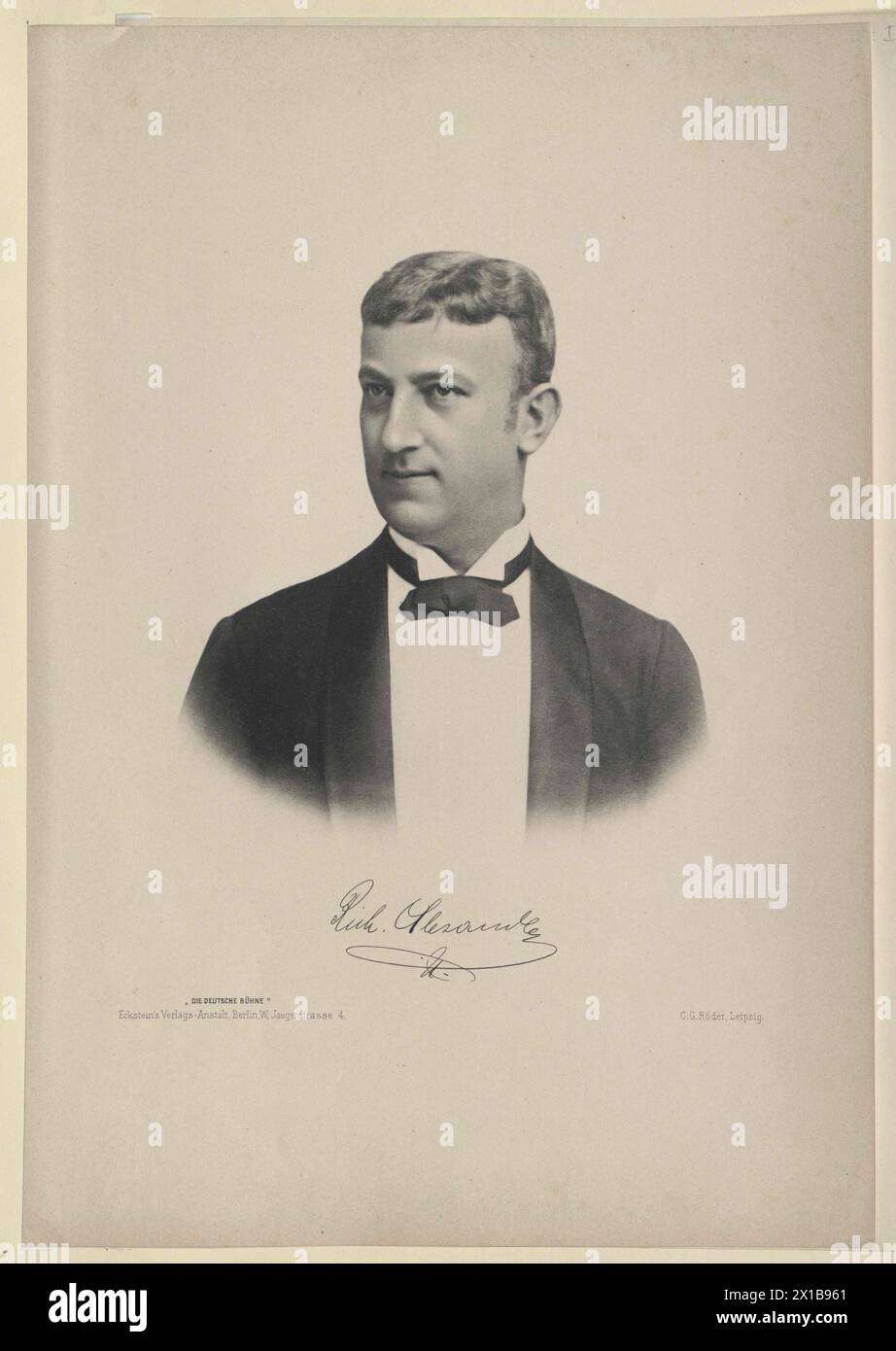 Alexander, Richard, in München, 1880-1883 in Wien (Stadttheater) und in Berlin beschäftigt. 1904-1912 Direktor des Königlichen Schlossstheaters / Theater in Berlin. Wrot Memories, - 19830422 PD148279 - Rechteinfo: Rights Managed (RM) Stockfoto