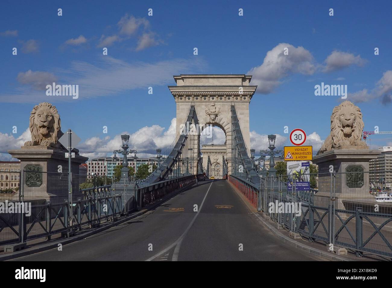 Ungarn, Budapest, die Szechenyi Kettenbrücke, die vom englischen Ingenieur William Tierney Clark entworfen und vom schottischen Ingenieur Adam Clark gebaut wurde Stockfoto