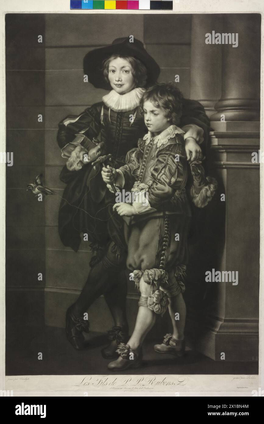 Albert und Nikolaus Rubens, Mezzotint von Johann Peter Pichler nach einem Gemälde von Peter Paul Rubens (auch Anton van Dyck zugeschrieben), - 18020101 PD0032 - Rechteinfo: Rights Managed (RM) Stockfoto